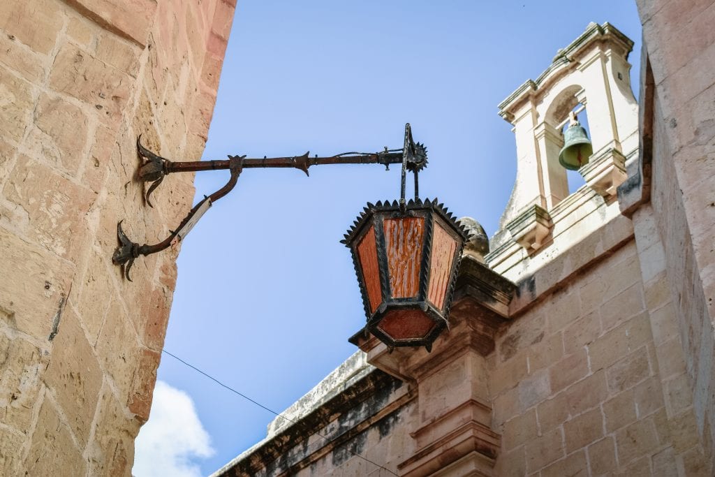 The Top Three Places In Malta That You Need To Visit. Street light in the silent city of Mdina, Malta.